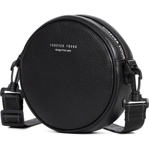 100% Genuine Leather Womens Crossbody Messenger Bags Circular Design Fashion Women Shoulder Bags Female Round Bolsa Handbag