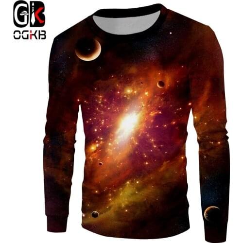 OGKB Lady Sweatshirt New Loose 3D Sweatshirts Printed Starry skyHarajuku Large Size Clothes Spring Hoodies Sweatshirts