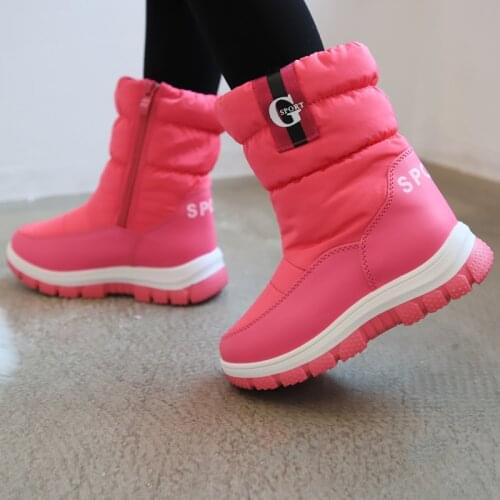 2020 Winter Girls Mid-Calf Plush Snow Boots Little Princess Outdoor Durable Boots Zip Keep Warm Toddler Kids Anti-slip Shoes