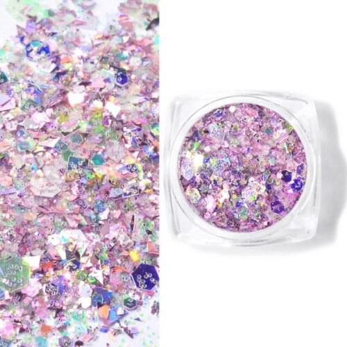 1 Jar Nail Glitter Flakes Hexagon Shaped Ultra-thin Anti-crack Mixed Color Sequins Nails Art Decorations Flakes for Beauty