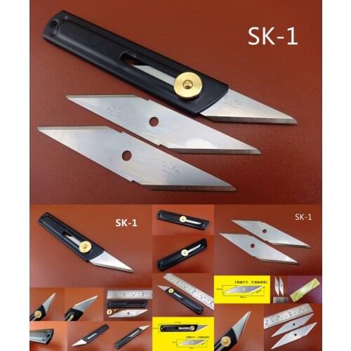 1pc Leather Craft Stainless Steel Utility Skiving Carving Cutter Knife Tool + 2 Spare Blades Set - Edger Creaser Chisel Punch