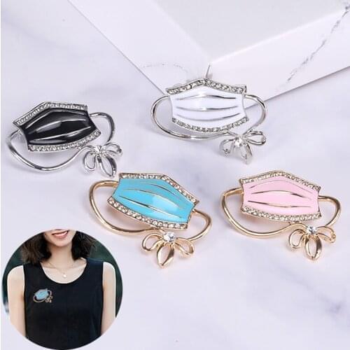 1PC Clothing Decoration Rhinestone Brooches Enamel Mask Cardigan Clip Suit Pin Jewelry Gift Women Accessories