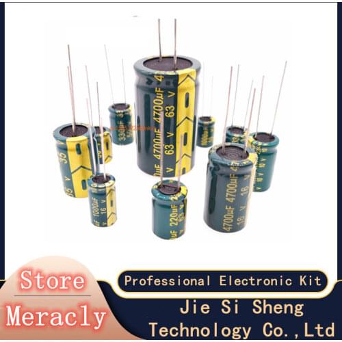120pcs 12 values 0.22UF-470UF Aluminum electrolytic capacitor assortment kit set pack 16v 50v 0.22uf 0.47uf 1uf 2.2uf 4.7uf 22uf