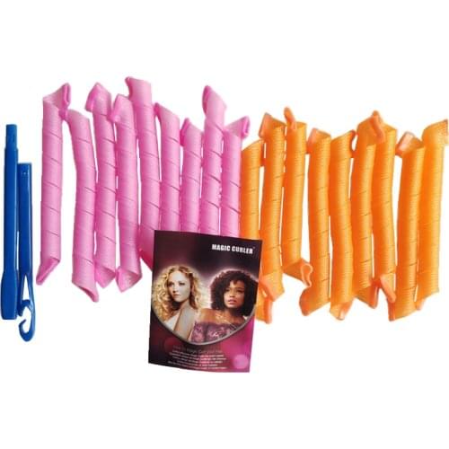 18pcs/45cm Plastic hair roller with sticker hook long magic hair roller spiral curls easy usage heatless hair rollers