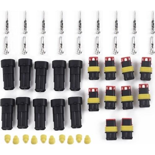 2 Pins Way Sealed Water-proof Electrical Wire Connector Plug Vehicle Durable 10x