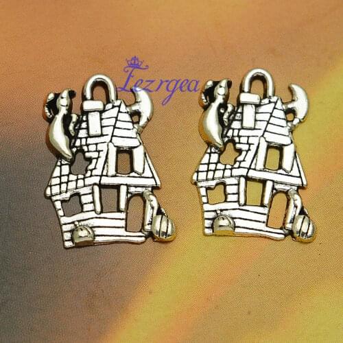 30pcs/lot--21x15mm, Antique silver plated Halloween haunted house Charms ,DIY supplies, Jewelry accessories