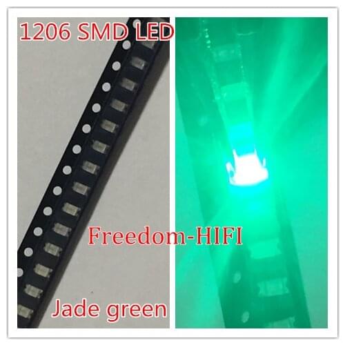 200PCS 1206 SMD Pure Green led 515-520nm SMT LED Light Diode Water Clear DIY Super Bright Emitting Diodes