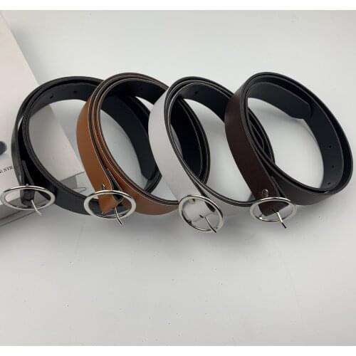 2020 New Round Buckle Imitation Leather Belt Ladies Casual Decoration Metal Pin Buckle Belt Wholesale
