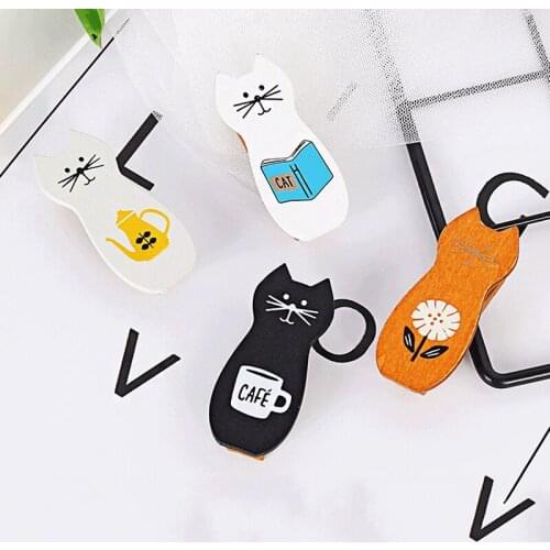 4 Pcs/Pack Cute Wooden Clips Sets Kawaii Cat Decoration Clips Mini Memo Photo Hanging Clips School Office Supplies Small Gifts