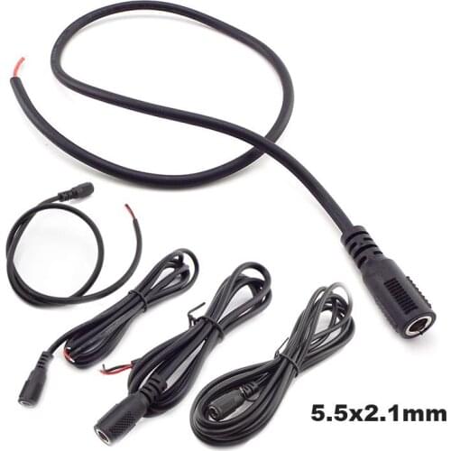 5.5x2.1mm 12V 5A DC Female Plug Power Supply Cable DIY Extension 20 AWG Jack Cord DC Connector For LED Light CCTV