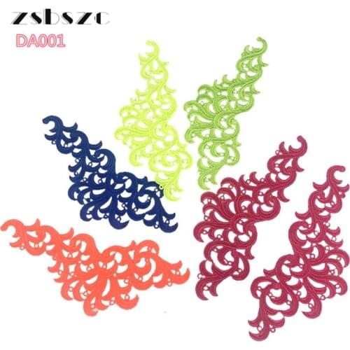Zsbszc 5 pairs Venise fluorescent yellow orange Flower Lace Trim Tango dance ballet costumes Dress Sewing Applique Crafts DA001