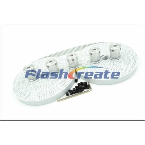 5pcs 20 teeth T2.5 Pulley Bore 5/6/6.35/8mm + 10M T2.5 PU Open Belt W=10mm for 3D printer,RepRap CNC 20T 20Teeth T2.5 Pulley