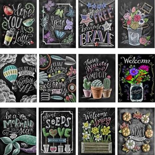 Full Square/round diamond 5D DIY diamond painting "blackboard text" 3D embroidery cross stitch 5D home decoration gift FG1808