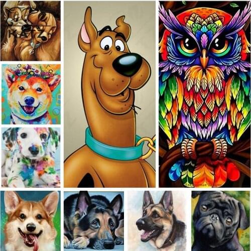 Diamond Painting Dog Picture Cross Owl Embroidery Cross Animal Mosaic Art Diy Gift Adult Children Cross Stitch Home Decoration