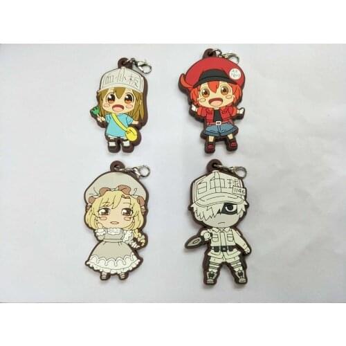 1PCS Cells At Work Series Anime Action Key Chain Silica Gel Figure Keyring Toys Keychain Keyholder Unisex XMAS Gifts NEW