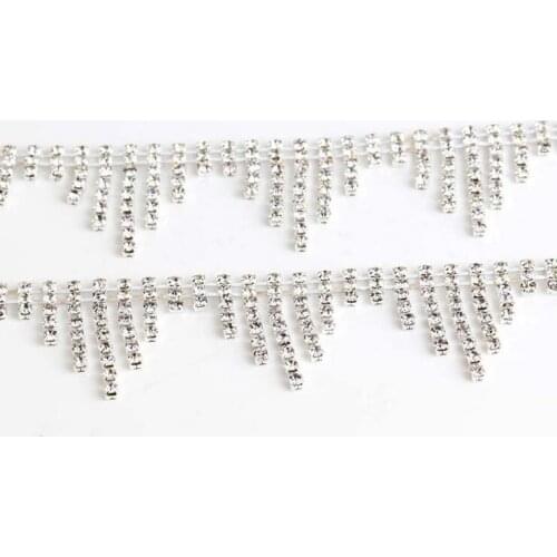 Free Shipping 5 yards Crystal Rhinestone Trim, Rhinestone Applique, Bridal Applique,Wedding Applique,Rhinestone Chain TONG048