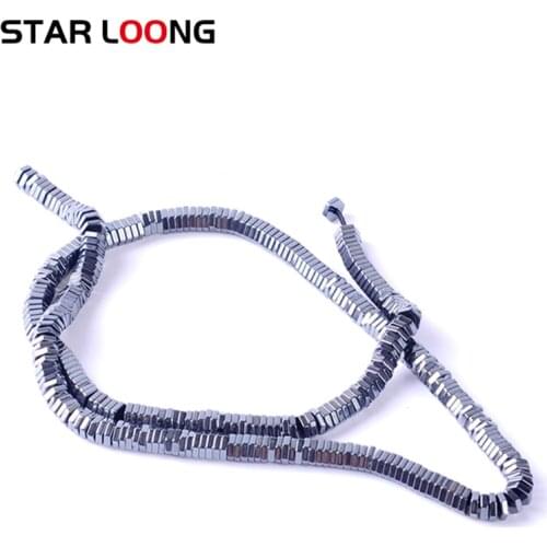 1pack/lot Natural stone 1.2*5.2mm Hematite beads Bright black Hexagon shape Loose Beads for DIY Necklace Bracelet Jewelry Making