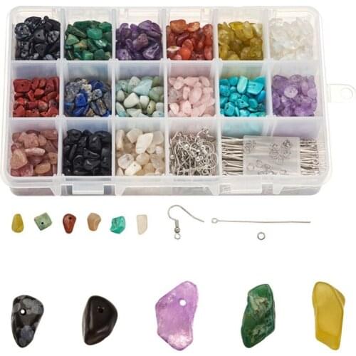 Natural Gravel Rock Beads Chunked Freedom Stone Pieces Loose Beads Needles Pins Hooks for Jewelry Assemble Decor Suit