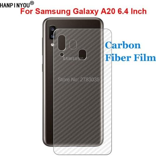 For Samsung Galaxy A20 6.4" Durable 3D Anti-fingerprint Carbon Fiber Back Skin Film Rear Screen Protector (Not Tempered Glass)