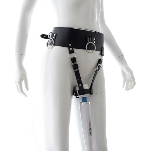 Women Sex Bondage Toys Leather Forced Orgasm Belt for Magic Wand Secure Female Massage Chastity Harness Thong