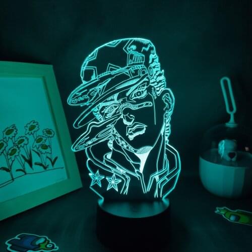 JoJo Bizarre Adventure Anime Figure Kujo Jotaro 3D Led Lamps Manga Kuujou Joutarou RGB Night Light Gift Bedroom Table Decoration