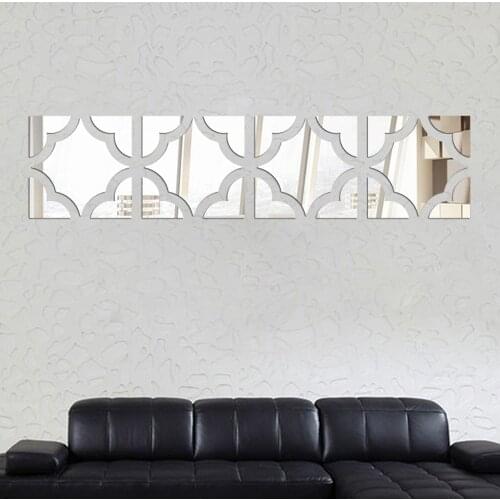 Hot selling crystal shape abstract 3d mirror wall stickers bedroom living room sofa wall decal interior hair salon decor 20 pcs