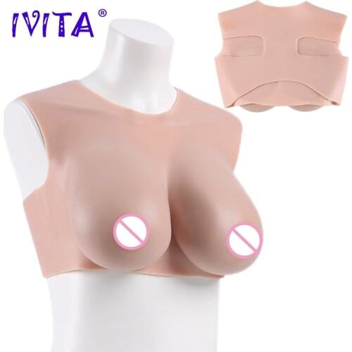 IVITA Artificial Silicone Breast Forms Realistic Fake Boobs for Crossdresser Transgender Shemale Drag Queen Crossdress Cosplay