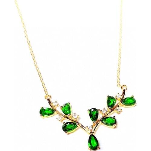 KOFSAC Exquisite Green Zircon Gold Color Pendant Necklaces For Women Party Jewelry One Deer With You Lady Christmas Accessories