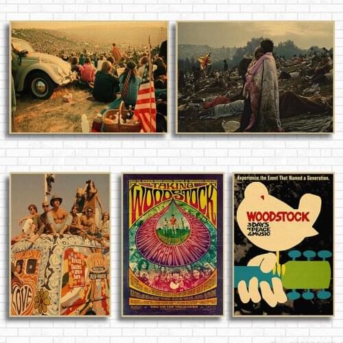 WTQ Canvas Painting Woodstock Rock Music Festival Retro Poster Wall Decor Wall Art Picture Decoration Home Decor Home Deco