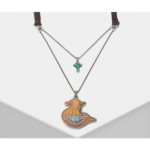 Amorita boutique Ceramic colorful duck shaped retro necklace