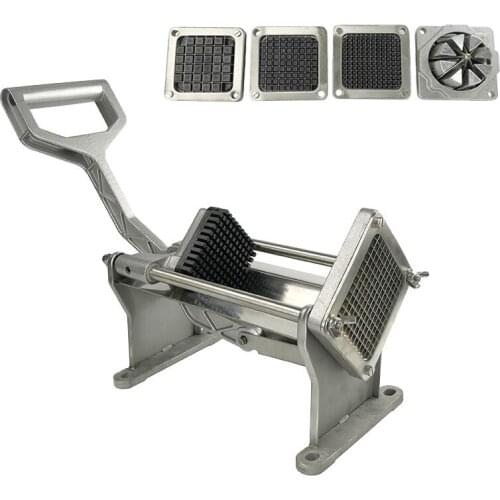 Commercial Stainless Steel Potato Chip French Fry Cutter Vegetables Fruit Strip Chipper Chopper with 4 Blades