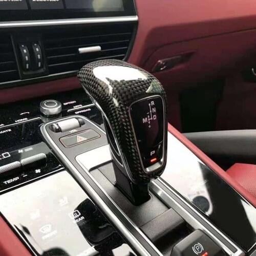 Shift Knob Gear Lever Cover Trim For Porsche Panamera 971 2018-2019 Cayenne 9YA 2017-2019 Carbon Fiber Shifter Gaitor Replace