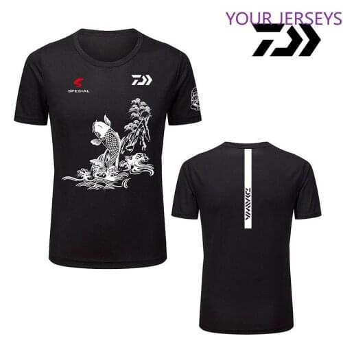 Summer Daiwa Clothing For Fishing Camouflage Outdoor Fishing Tshirt Breathable Letter Short Sleeve Top Sport Quality Fishing Tee
