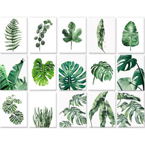 5D DIY Poured Glue Diamond Painting Kits Scalloped Edge Leaves Frameless Green Plants Full Round With AB Drill Decor Unique Gift
