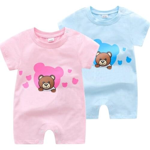 New Summer newborn baby clothes short sleeve cotton Cute cartoon bear toddler baby boy girl romper