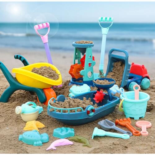 Beach Toys Sandbox silicone bucket and Sand toys Sandpit Outdoor Summer Toy Water Game Play Cart Scoop Child shovel For Kids
