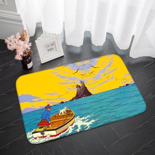 Adventures Of Tintin Print Door Mat Decor For Kitchen And Living Room Floor Carpets Oriental Decorations Cartoon Bathroom Rug