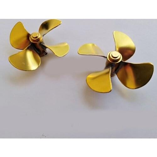RC Boat Diameter 42mm 4 Blades Propeller Aperture M4 Height 8mm Brass Paddle Miniature Positive Reverse Props for Handmade Ship