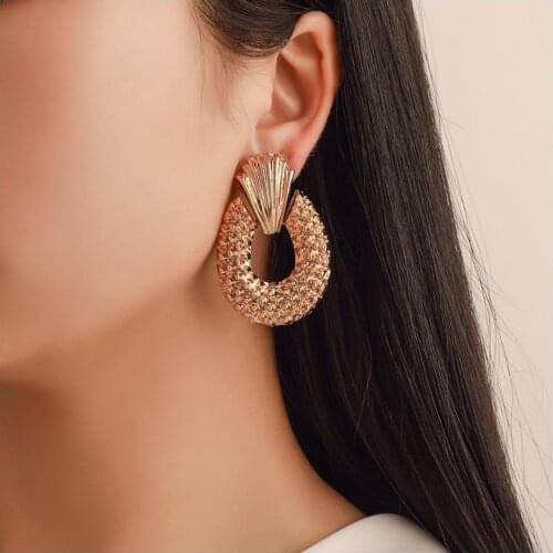 Fashion Dangle & Chandelier Earring stud pineapple alloy material Satin finished silver color gold and rose gold color plated