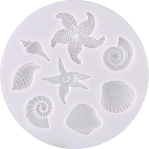 DIY Conch Starfish Shell Silicone Molds Sea Creatures Fondant Cake Candy Molds Cake Decorating Tools Creative DIY Chocolate Mold