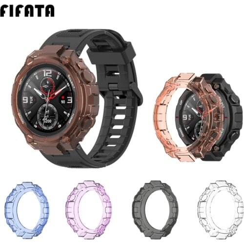 FIFATA Silicone Case For Huami Amazfit T-rex Protective Cover Shell TPU Bumper For Xiaomi Amazfit T Rex Watch Protector Frame