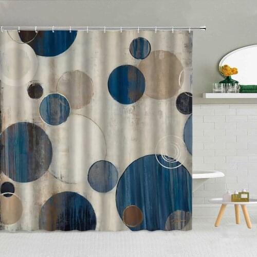 Modern Creative Circular Geometric Shower Curtain Set Waterproof Polyester Fabric High Quality Bath Screen Home Decor With Hooks