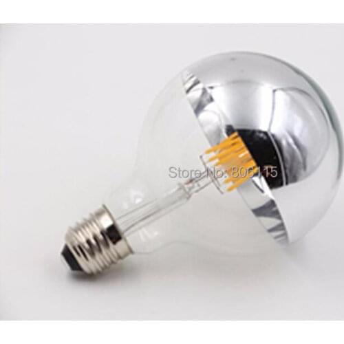 Half Siivering reflective shadow 4W 6W 8W G95 COB Led filament Bulb E27 Energy Saving Warm White shadowless lamp Free shipping