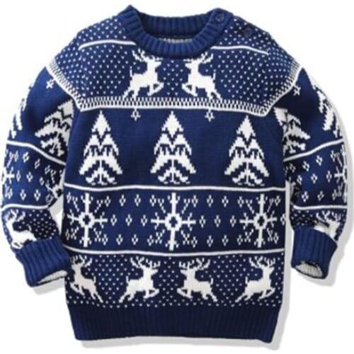 Christmas Elk Snowflake Baby Girls Boy Long Sleeve Sweater Childrens Clothes Knit Sweater Autumn Kids Girls Boy Pullover Sweat