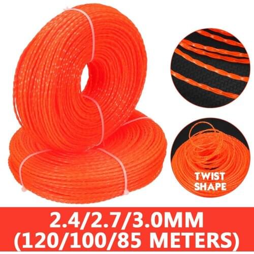 2.4/2.7/3.0mm Grass Trimmer Line Strimmer Brushcutter Trimmer Nylon Rope Cord Line Long Spiral Twist Design Roll Grass Rope Line