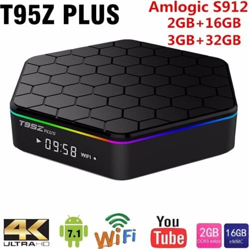 T95z Plus Amlogic S912 Android TV Box 2.4G/5GHz Wifi OS 7.1 Set Top Box Bluetooth 4.1 Octa Core Bluetooth 4.0 DDR3 4K Media box