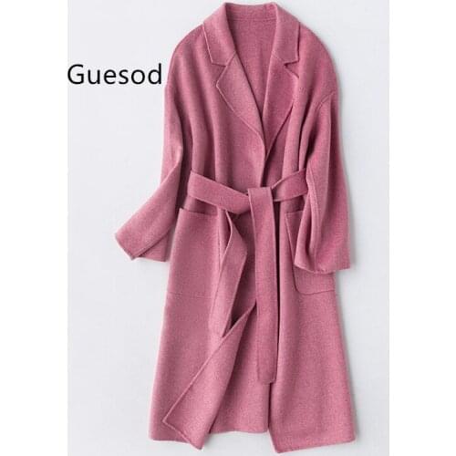 Women Wool Coat Woolen Coat Autumn Winter Female Coat Slit Woolen Outerwear Female New Arrival
