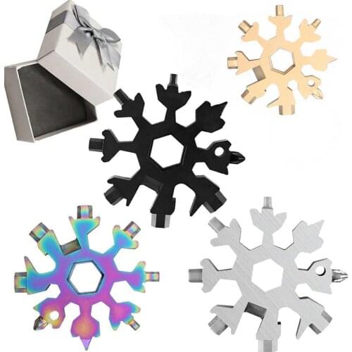 18 In 1 Snowflake Multi Tool Spanner Hex Wrench Multipurpose Camp Survive Outdoor Multi Tool EDC Keychain Pocket Tool Keychain