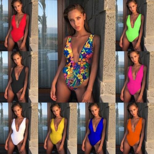 2020 Sexy Deep V Swimwear Women Skinny Backless One piece Swimsuit Monokini Badpak dames Mujer Trikini Stroj kapielowy Biquini