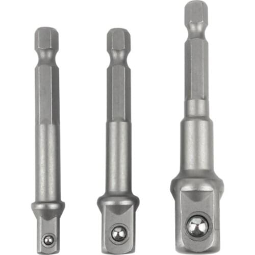 3pcs 1/4" 3/8" 1/2" Driver Adapter Hex Wrench Extension Drill Bits Socket Adapter Power Extension Bit Set for Drills Nut Driver